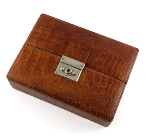Croc Leather Jewellery Box Case by H. Greaves.