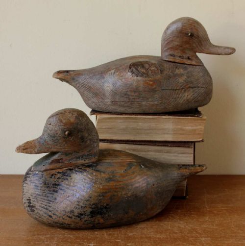 fig 1. Two French Wooden Decoy Ducks.