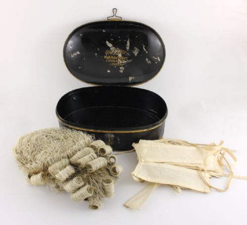 fig 1. Ravenscroft English Barristers Wig & Tole Tin.