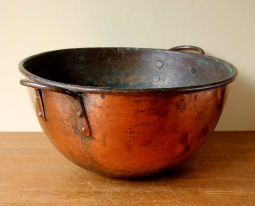 Large French Copper Chocolate Mixing Bowl.