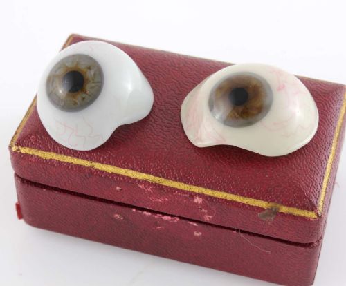 fig 1. Hand Blown French Ocularist Glass Eyes In Henri Giron Paris Box.