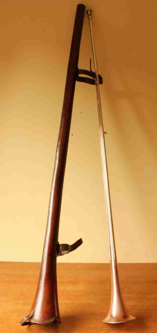 Victorian Copper & Brass Callow & Son Coaching Horn & Leather Case.