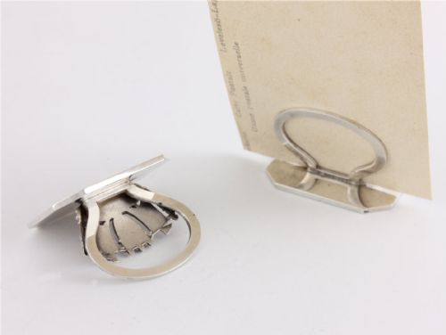 fig 3. Pair Of Boxed Silver Royal Naval Crown Menu Holders. JW Benson.
