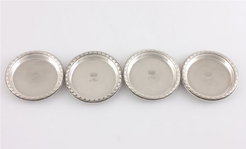 fig 1. Set of Four Royal Crown M Monogram 1952 Silver Pin Dishes.