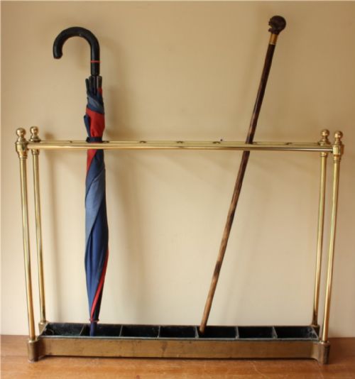 NARROW VICTORIAN BRASS WALKING STICK UMBRELLA STAND - ADDITIONAL PHOTO 11