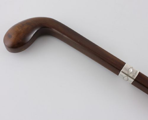 fig 1. Sunday Stick. Wood & Silver Golf Club Walking Stick Cane. J Howell. 1925.