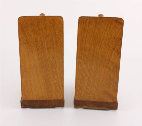 fig 1. Pair of Art Deco Handmade Oak Bat & Ball Cricket Bookends.