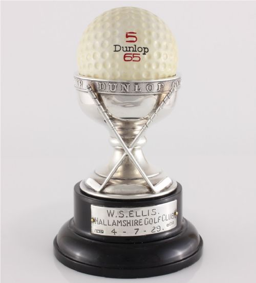 Dunlop Hole in One Silver Trophy Cup & Ball. Hallamshire Golf Club. 1929.