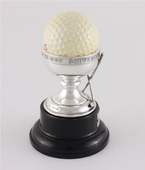 fig 1. Dunlop Hole in One Silver Trophy Cup & Ball. Hallamshire Golf Club. 1929.