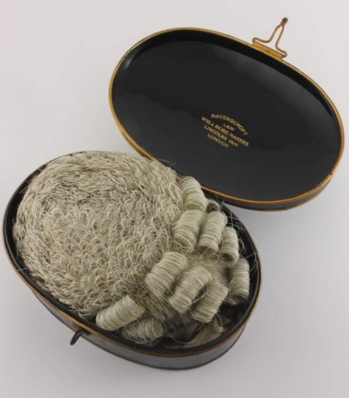 English Barristers Wig & Tole Tin. Ravenscroft Law.