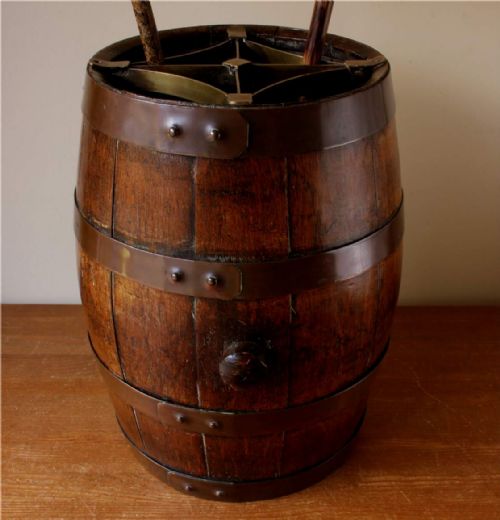 Victorian Oak Barrel Walking Stick and Umbrella Stand.
