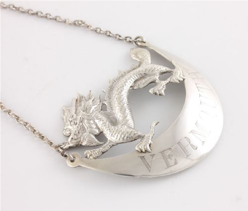fig 2. Chinese Silver Dragon Vermouth Bottle Decanter Label. Wang Hing c1890.