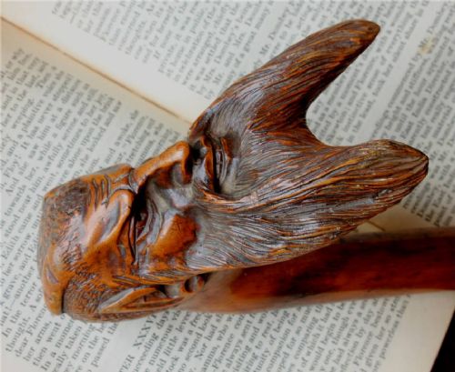 fig 2. Carved Wooden Devil's Head Walking Stick.