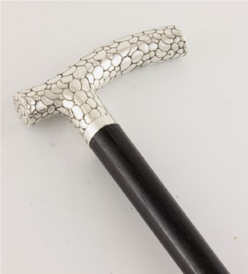 Brigg Snakeskin Effect Silver & Ebony Walking Stick Cane. Victorian 1894.