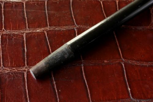 fig 2. Antique 9ct Gold Engine Turned Handle & Ebony Walking Stick Cane. 1924.