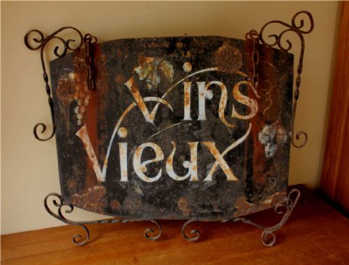 fig 1. French Double Sided Vins Vieux Old Wine Vineyard Sign.