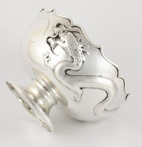Chinese Silver Dragon Bowl. Yatshing.