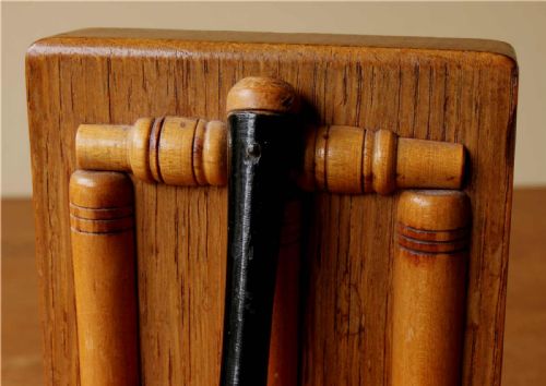 fig 1. Pair Art Deco Thornton Smith Oak Cricket Bookends.