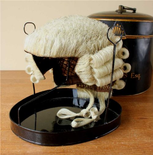Ravenscroft Law English Barrister's Wig & Large Tole Tin.