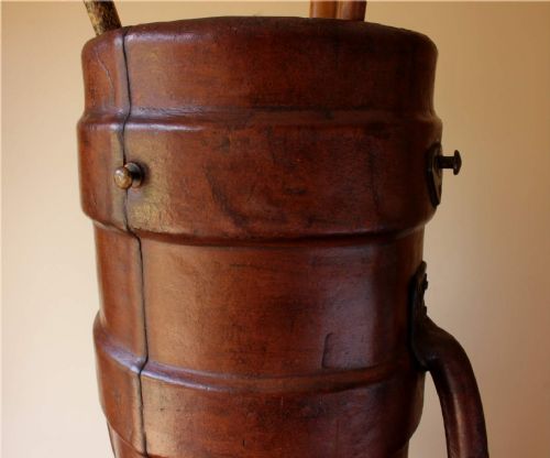 fig 1. Leather Umbrella Stick Stand. Royal Navy Cordite Carrier. WW1 Shell Case.