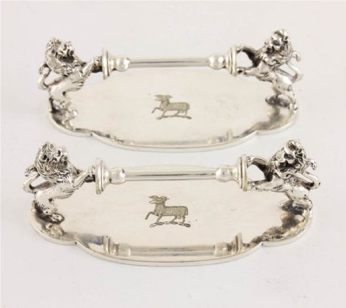 Pair of Silver Plate Rampant Lion Knife Rests.