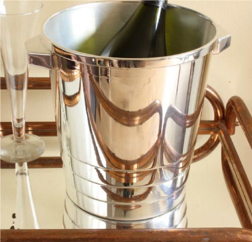 fig 1. Christofle Silver Plate Champagne Cooler. Art Deco Gallia Ice Wine Bucket.