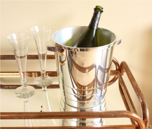 fig 2. Christofle Silver Plate Champagne Cooler. Art Deco Gallia Ice Wine Bucket.