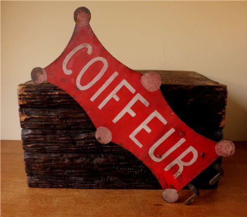 fig 1. French Coiffeur Hairdresser Metal Sign. 