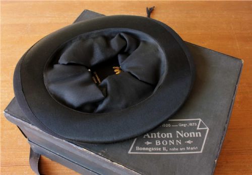 fig 1. German Black Silk Opera Top Hat. Boxed. Size 7.