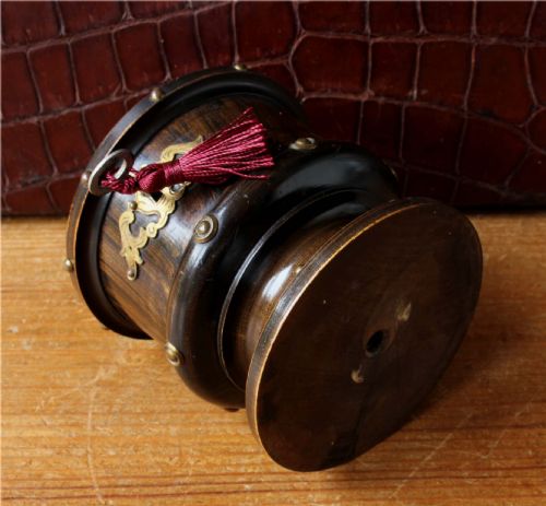 fig 1. Victorian Studded Wood & Brass Money Box.