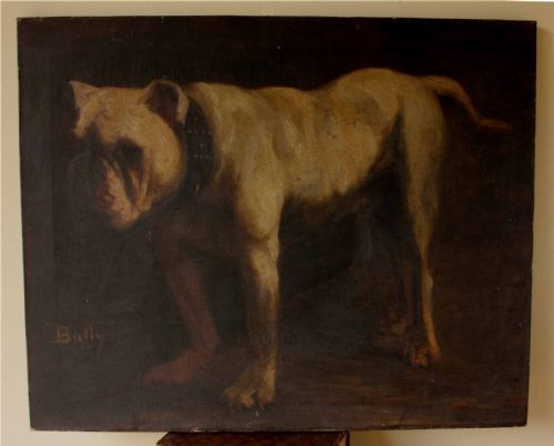 Victorian Bulldog Oil Painting. Bully