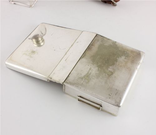 fig 1. Finnigans Leather Cased Sandwich Tin & Flask.