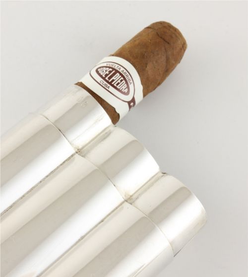 fig 1. Italian Solid Silver Cigar Slip Case. 1960