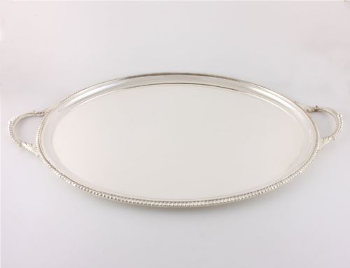 fig 1. Extra Large Mappin & Webb Silver Plate Oval Drinks Cocktail Serving Tray.