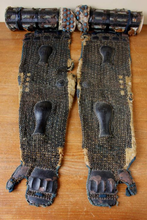 Set of 4 Japanese Samurai Armour Pieces. Kote Arm & Leg Protector. Edo Period.