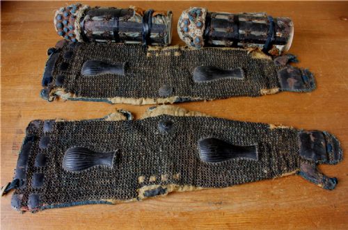 fig 1. Set of 4 Japanese Samurai Armour Pieces. Kote Arm & Leg Protector. Edo Period.