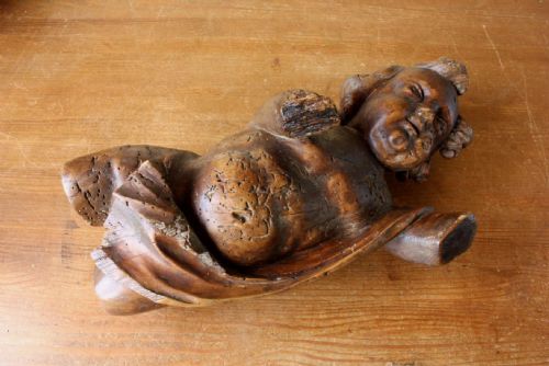 18TH CENTURY LARGE CHERUB PUTTI RELIGIOUS CARVING FIGURE - ADDITIONAL PHOTO 24