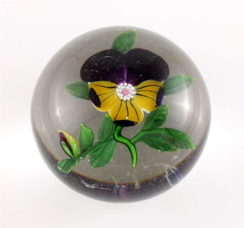 ANTIQUE FRENCH BACCARAT PANSY GLASS PAPERWEIGHT C1850 - ADDITIONAL PHOTO 2