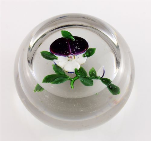ANTIQUE FRENCH BACCARAT PANSY GLASS PAPERWEIGHT C1850 - ADDITIONAL PHOTO 8