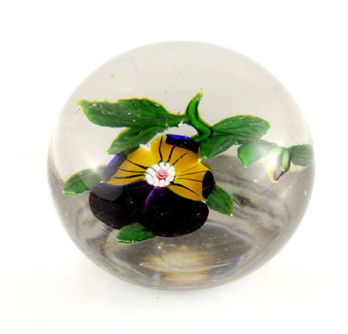 ANTIQUE FRENCH BACCARAT PANSY GLASS PAPERWEIGHT C1850 - ADDITIONAL PHOTO 9