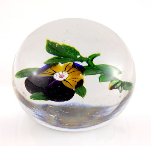 ANTIQUE FRENCH BACCARAT PANSY GLASS PAPERWEIGHT C1850 - ADDITIONAL PHOTO 10
