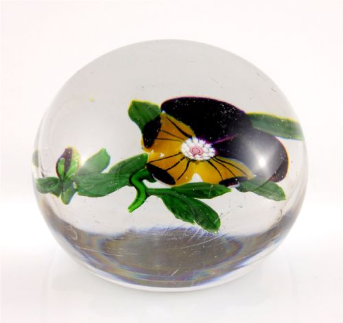 ANTIQUE FRENCH BACCARAT PANSY GLASS PAPERWEIGHT C1850 - ADDITIONAL PHOTO 11