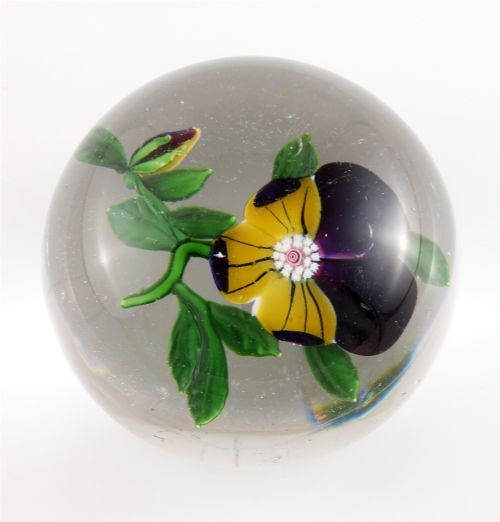 ANTIQUE FRENCH BACCARAT PANSY GLASS PAPERWEIGHT C1850 - ADDITIONAL PHOTO 12