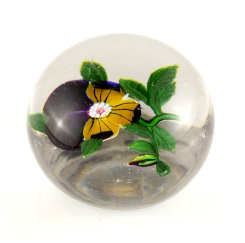 ANTIQUE FRENCH BACCARAT PANSY GLASS PAPERWEIGHT C1850 - ADDITIONAL PHOTO 14