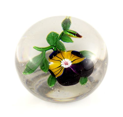 ANTIQUE FRENCH BACCARAT PANSY GLASS PAPERWEIGHT C1850 - ADDITIONAL PHOTO 15