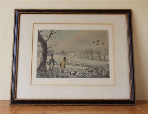 fig 1. Snipe Shooting Near Uxbridge Wild Duck Shooting Near Cowley Hand Colour Lithographs.