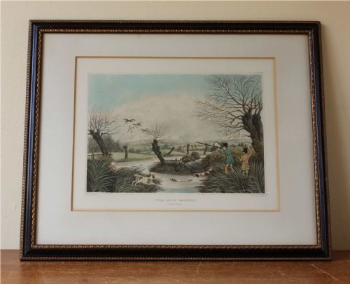 fig 2. Snipe Shooting Near Uxbridge Wild Duck Shooting Near Cowley Hand Colour Lithographs.