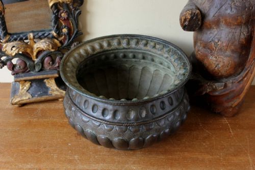 ANTIQUE COPPER TABLE BOWL 18TH CENTURY ITALIAN WINE CISTERN JARDINIERE - ADDITIONAL PHOTO 2