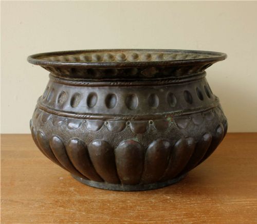 ANTIQUE COPPER TABLE BOWL 18TH CENTURY ITALIAN WINE CISTERN JARDINIERE - ADDITIONAL PHOTO 3