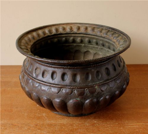 ANTIQUE COPPER TABLE BOWL 18TH CENTURY ITALIAN WINE CISTERN JARDINIERE - ADDITIONAL PHOTO 4